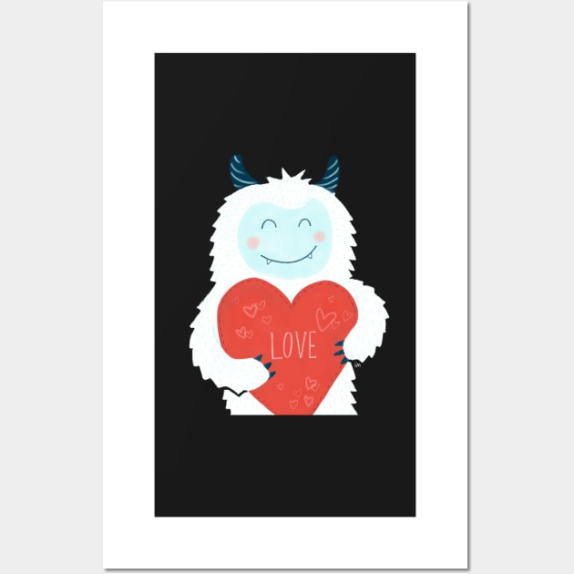 Yeti Love Monster Wall Art by RuthMCreative